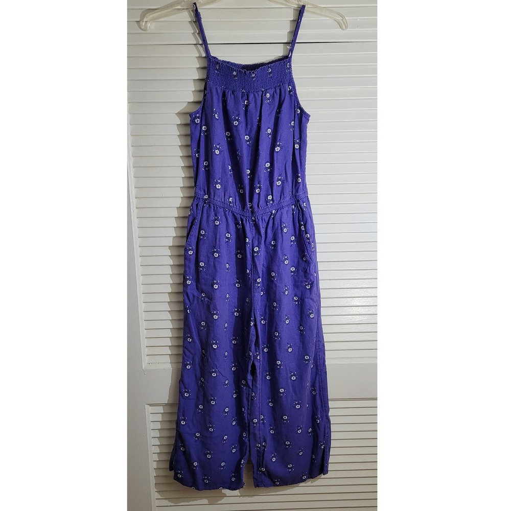 Linen Blend Smocked purple Wide Leg Jumpsuit Womens XS Old Navy georgeous